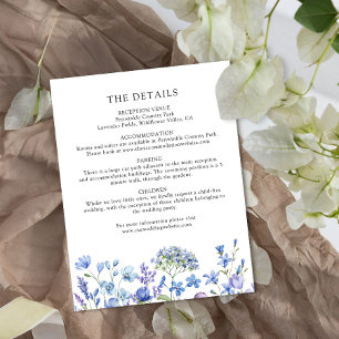 Periwinkle Wildflower Floral Wedding Details Enclosure Card