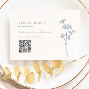 Periwinkle Wildflower QR Code Wedding RSVP