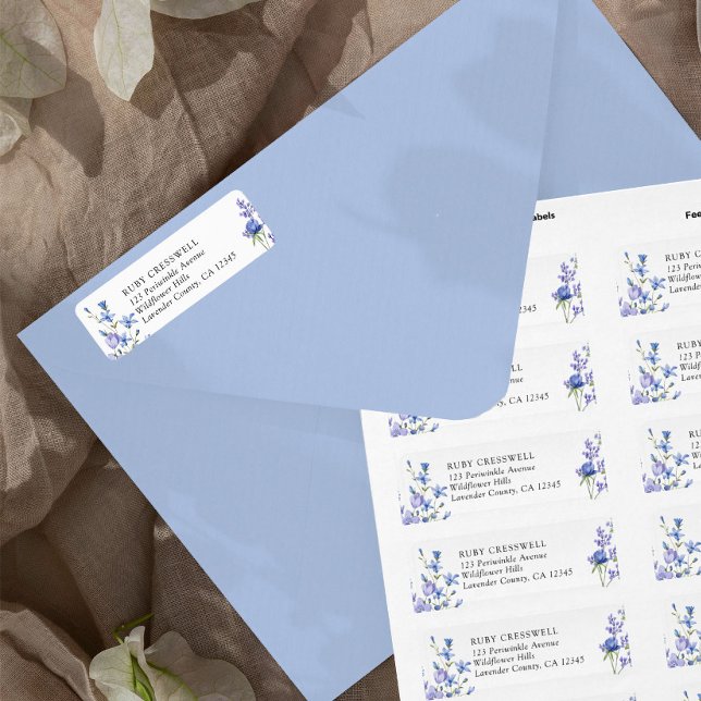 Periwinkle Wildflower Wedding Airy Floral Address (Return Address Labels from my Lilac + Periwinkle Wildflower Wedding Collection)