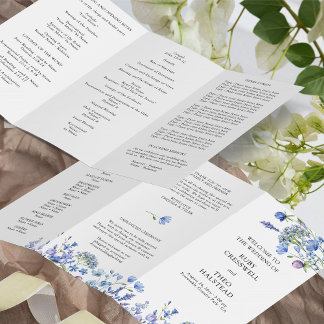 Periwinkle Wildflower Wedding Ceremony Program