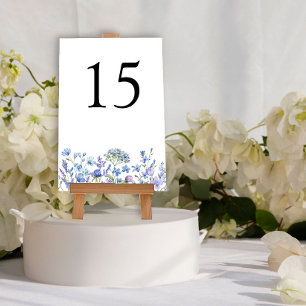 Periwinkle Wildflower Wedding Floral Table Number