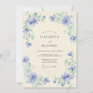 Periwinkle Wildflower Wedding Invitation