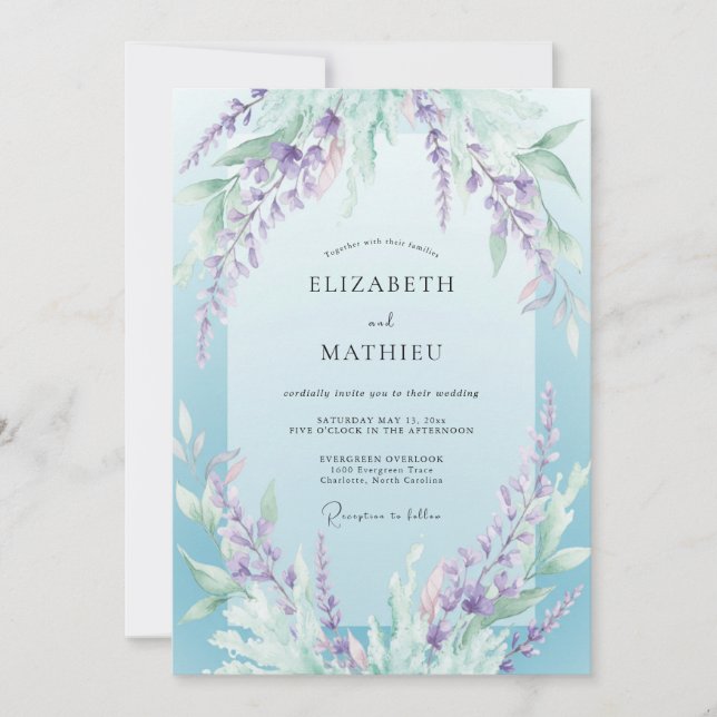 Periwinkle Wisteria Wedding Invitation (Front)