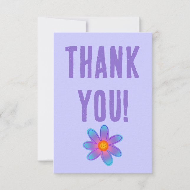 Periwinkle with Flower Thank You Card (Front)