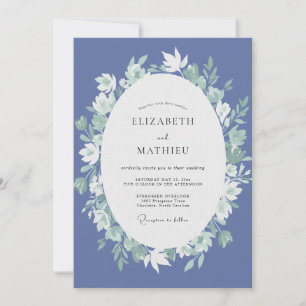 Periwinkle Wreath Wedding Invitation