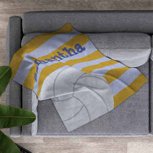 Periwinkle & Yellow Giant Volleyball Striped Fleece Blanket