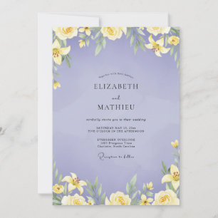 Periwinkle Yellow Lily Wedding Invitation
