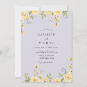 Periwinkle Yellow Petal Wedding Invitation