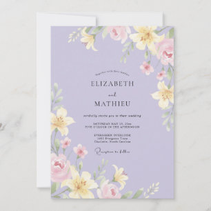 Periwinkle Yellow Wildflower Wedding Invitation