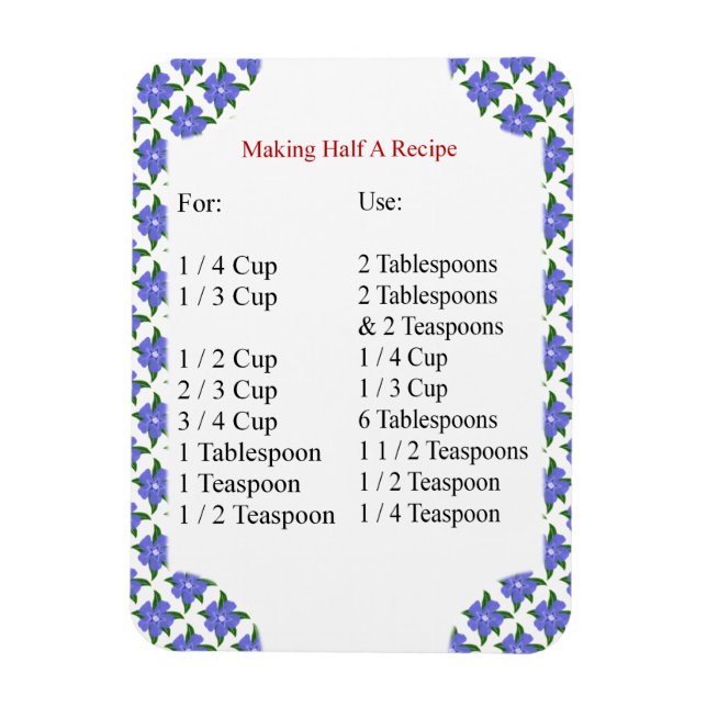 Periwinkles Baking Conversion Chart Photo Magnet (Vertical)