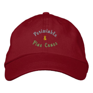 Periwnikle & Pine Cones Embroidered Hat