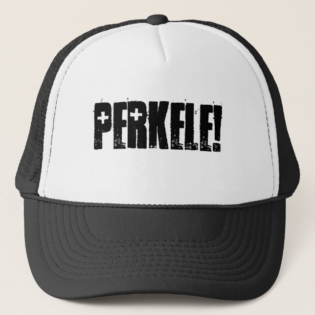 Perkele! Finnish bad word! Trucker Hat (Front)