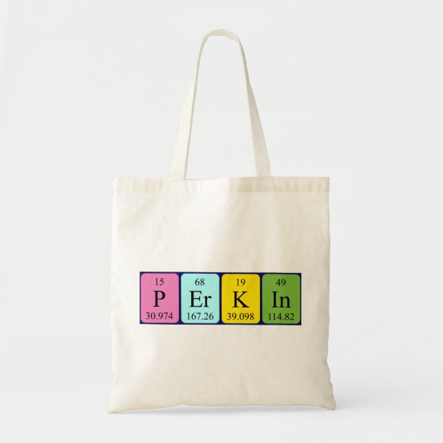 Perkin periodic table name tote bag (Front)