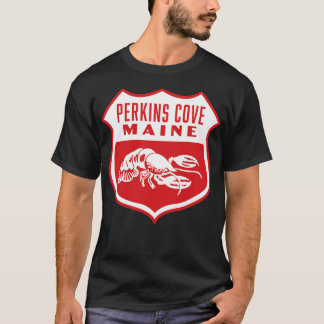Perkins Cove Maine Retro  Shield White T-Shirt
