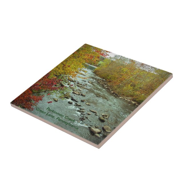 Perkiomen Creek in Autumn  Green Lane Pennsylvania Tile (Side)