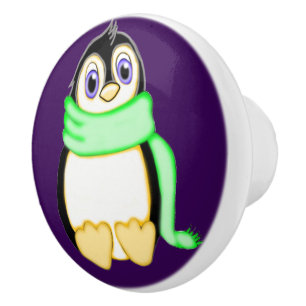 Perky Penguin Ceramic Knob