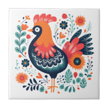 Perky Rooster Scandinavian Folk Art