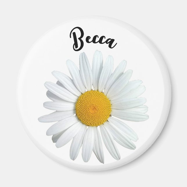 Perky White Daisy Flower Personalised Magnet (Front)