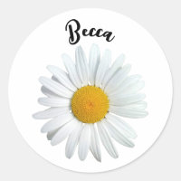 Perky White Daisy Flower Personalised Sticker
