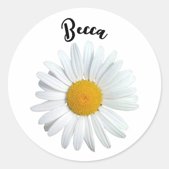 Perky White Daisy Flower Personalised Sticker (Front)