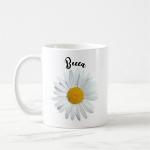Perky White Daisy Flower Personalized Mug