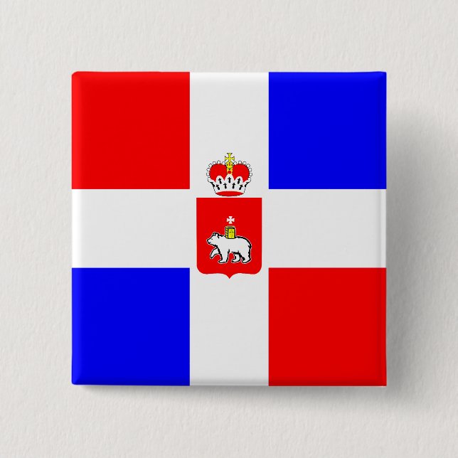 Perm Krai, Russia flag 15 Cm Square Badge (Front)