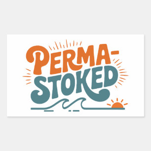 Perma-Stoked Waves Rectangular Sticker