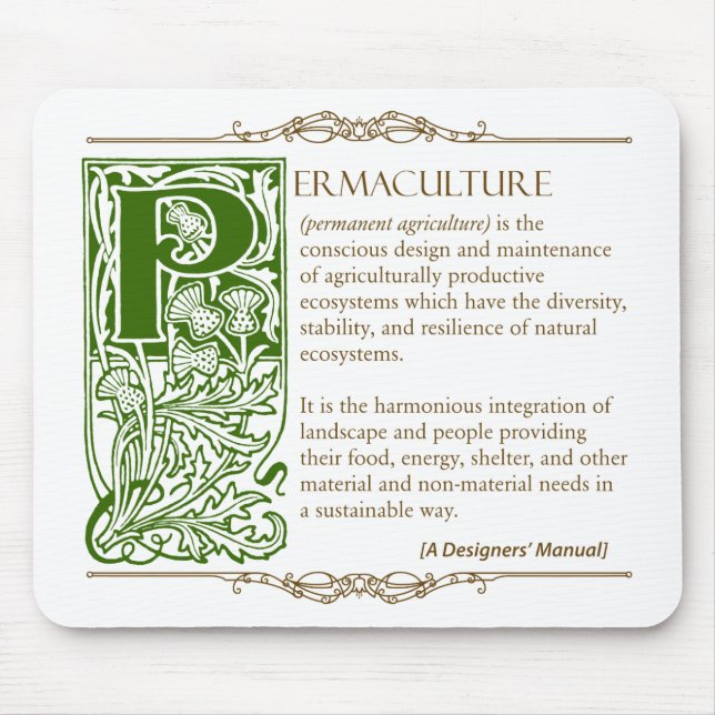 Permaculture - A Definition (1) Green & Brown Mouse Mat (Front)