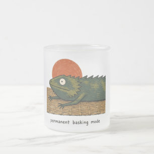 Permanent Basking Mode Bearded Dragon Art Frosted Glass Coffee Mug