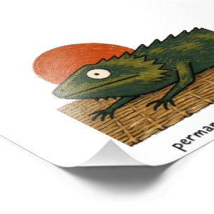Permanent Basking Mode Bearded Dragon Art Photo Print