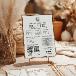 Permanent Jewellery Display Price List QR code Men Poster