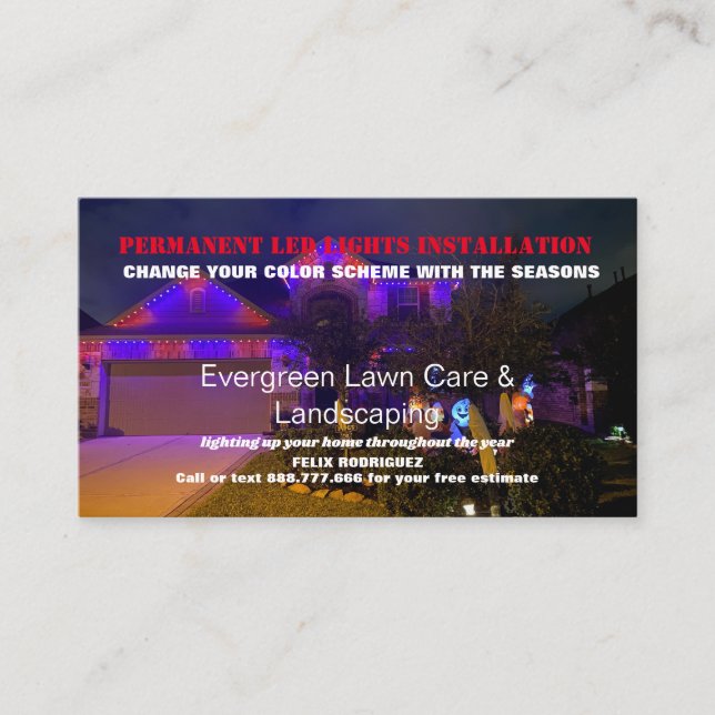 Permanent LED Light Photo Installation Business Card (Front)