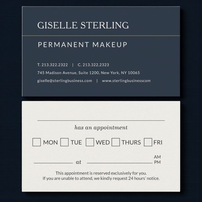 Permanent Makeup Office Appointment Reminder Business Card (Creator Uploaded)