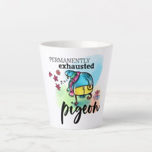 Permanently Exhausted Pigeon Cute Bird Cartoon Latte Mug