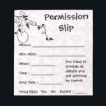 Permission Slip : Notepad<br><div class="desc">Got kids? We do and they always want a ride somewhere! Have them provide all the details and get permission in one sitting with this handy permission slip. Created by LuckyGirl Graphics Copyright 2011. All text can be modified and in many cases the accent colour or background colours can be...</div>