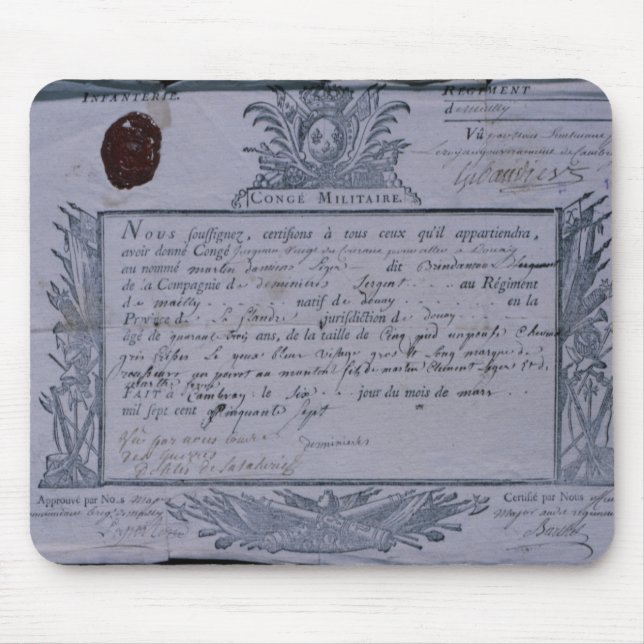 Permit for the Battle of Rossbach, 1757 Mouse Mat (Front)