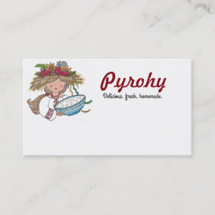 Perogie Pyrohy Pierogi Girl Ukrainian Folk Art Business Card