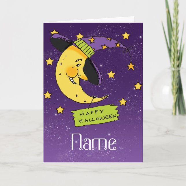 Peronalised Halloween Card - Moon Witch (Front)