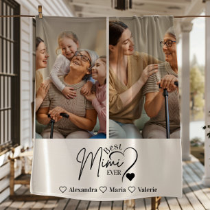 Peronalized 2 Photo  Best Mimi Ever Minimalist Fleece Blanket