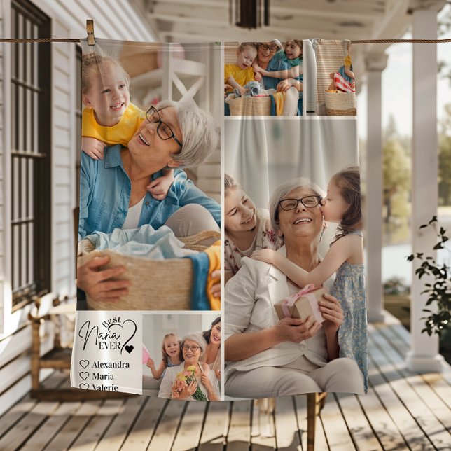 Peronalized 5 Photo Best Nana Ever Minimalist Fleece Blanket (Creator Uploaded)