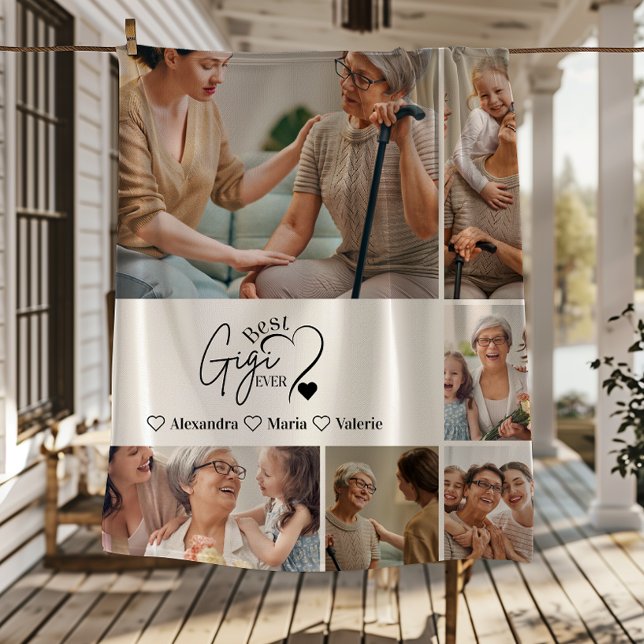 Peronalized 6 Photo Best Nonna Ever Minimalist Fleece Blanket (Creator Uploaded)
