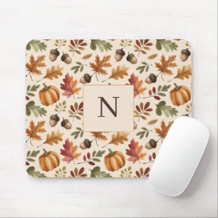 Peronalized Fall Earthy Orange Watercolor Leaves Mouse Mat