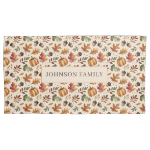 Peronalized Fall Earthy Orange Watercolor Leaves Pillowcase