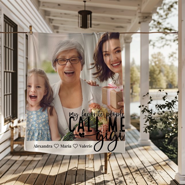 Peronalized Photo My Favourite People Call Me Gigi Fleece Blanket (Creator Uploaded)