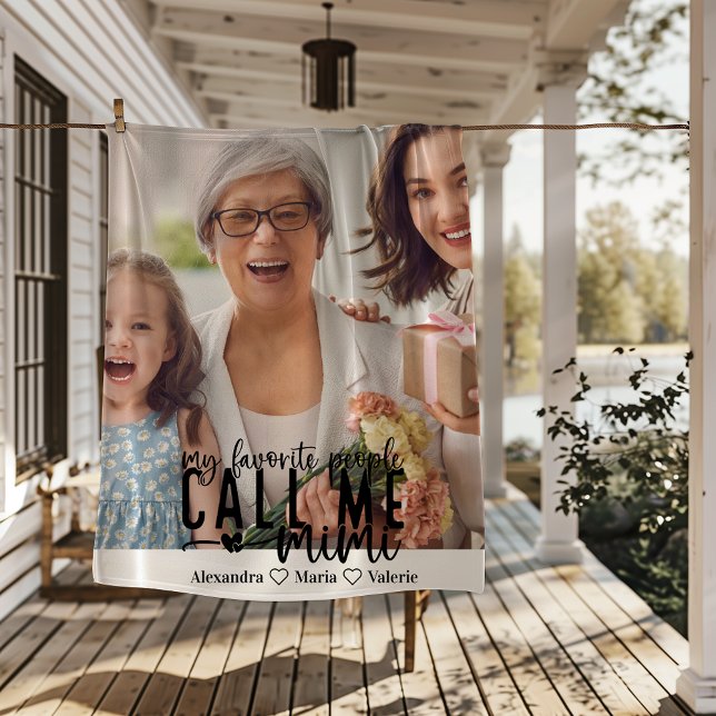 Peronalized Photo My Favourite People Call Me Mimi Fleece Blanket (Creator Uploaded)