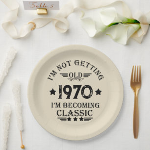 Perosnalized vintage 55th birthday party paper plate