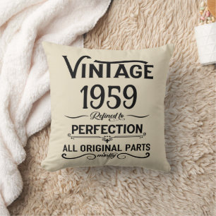 Perosnalized vintage 65th birthday black and white cushion