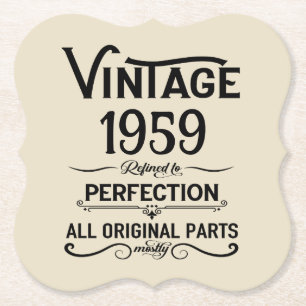 Perosnalized vintage 65th birthday party paper coaster