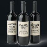 Perosnalized vintage 65th birthday party wine label<br><div class="desc">You can add some originality with this limited edition, premium quality, and original, classy, retro, and vintage-looking birthday graphic design with a cool typography font. This is a great gift idea for men, women, husbands, wives, girlfriends, and boyfriends who will love this one-of-a-kind piece of art. The best unique and...</div>