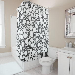 Perpetual Ant Farm - Black and White Shower Curtain